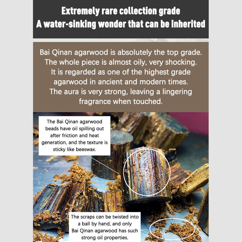 Bai Qinan Adlerholz-Meditationsarmband für Stärke, 17 cm