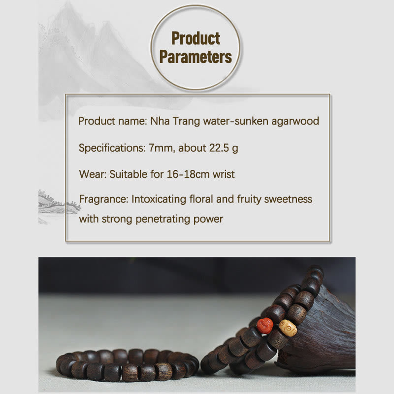 Bai Qinan Adlerholz-Meditationsarmband für Stärke, 17 cm