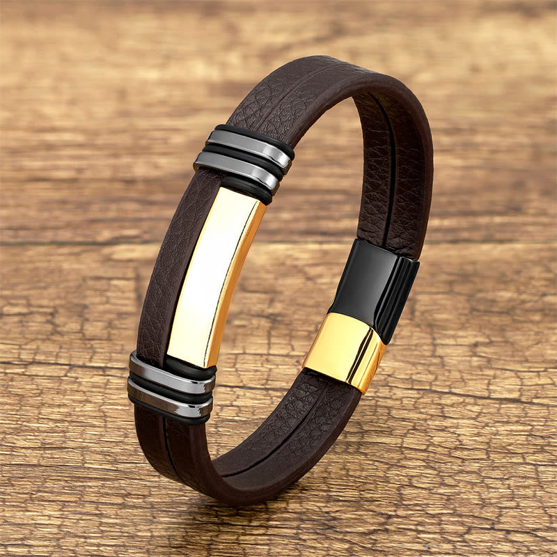 Balance Lederarmband aus Titanstahl | Heilende Klänge