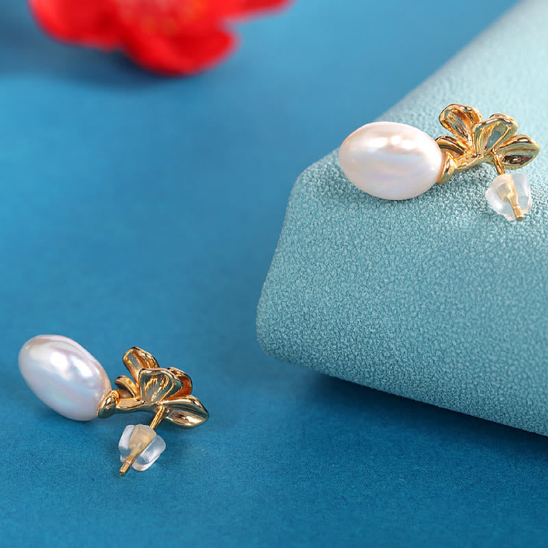 Barocke Perlenblumen-Heilende Tropfenohrringe aus 925er Sterlingsilber