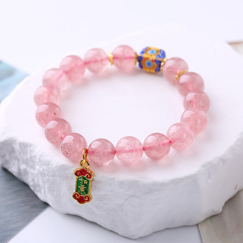 Strawberry Quartz Ruyi Charm Bracelet for Love Healing