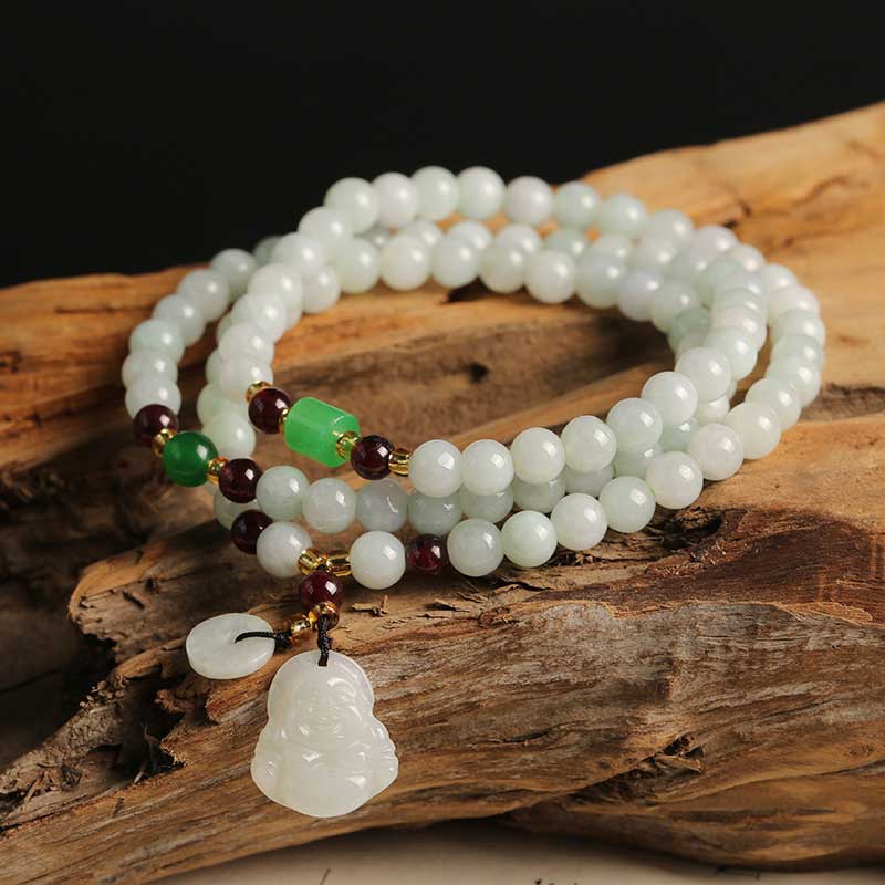 6 mm Jade-Überfluss-Armband mit Pixiu- und Buddha-Anhängern