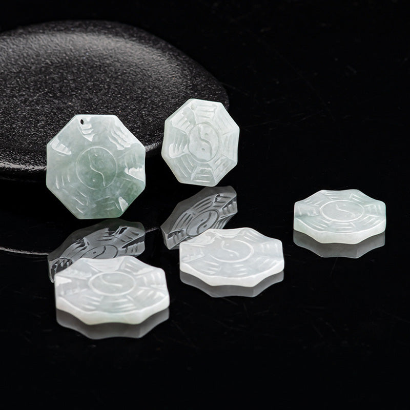 Natürliche Jade-Bagua-Yin-Yang-Glückskette für Wohlstand