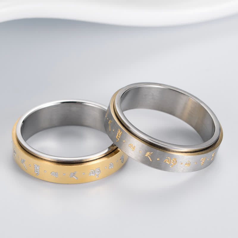 Titanium Steel Mantra Balance Rotatable Spiritual Ring
