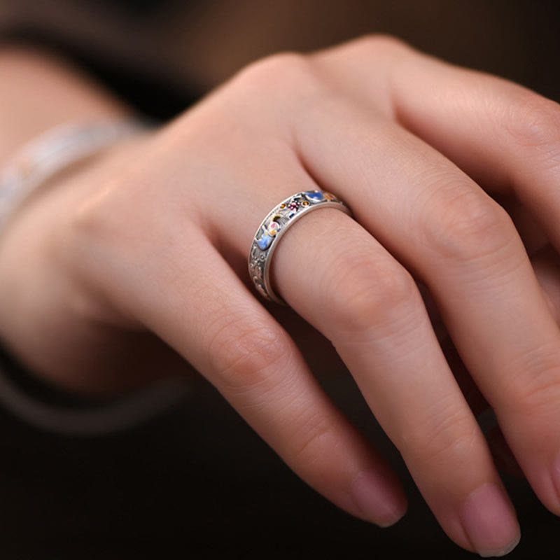 Bunter Elefanten-Stärke-Ring, verstellbar, Kupfer-Silber