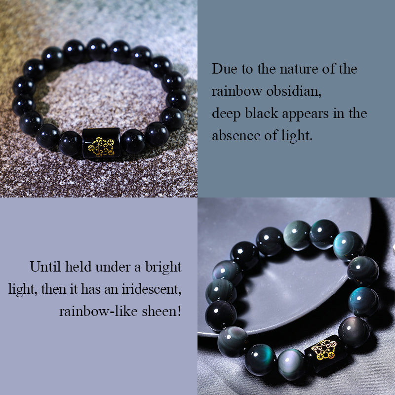 10 mm Regenbogen-Obsidian-Heilungs-Transformationsarmband