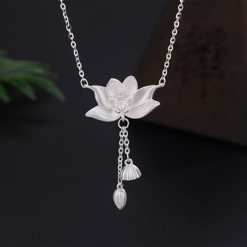 999 Sterling Silver Lotus Flower Pod Enlightenment Necklace