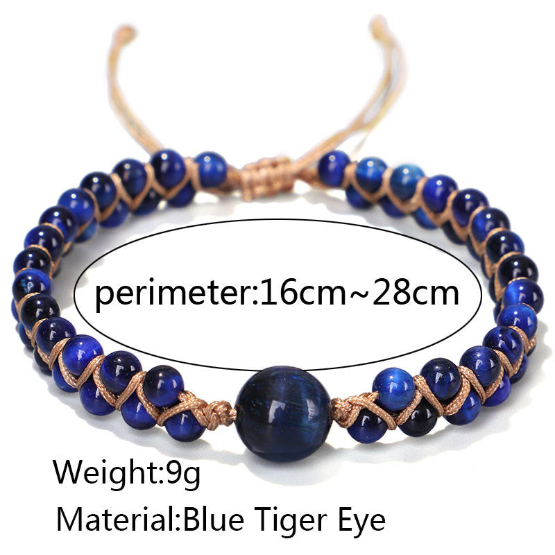 4 mm Schutzarmband aus blauem Tigerauge und Amethyst