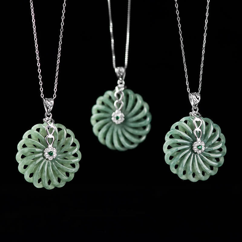 Jade-Halskette aus 925er Sterlingsilber für Fülle und Frieden