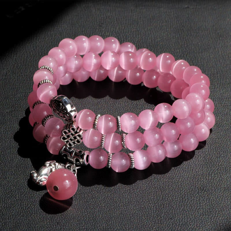 8mm Chrysoberyl Cat Eye PiXiu Triple Wrap Support Bracelet