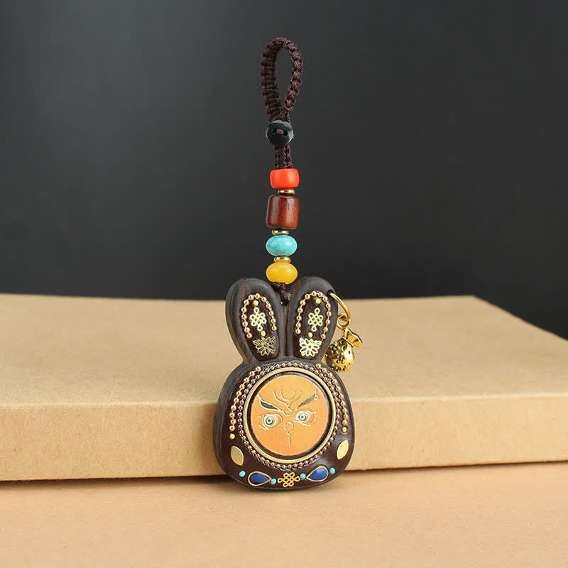 Ebenholz Fünf Gott des Reichtums Thangka Schlüsselanhänger spirituellen Schmuck