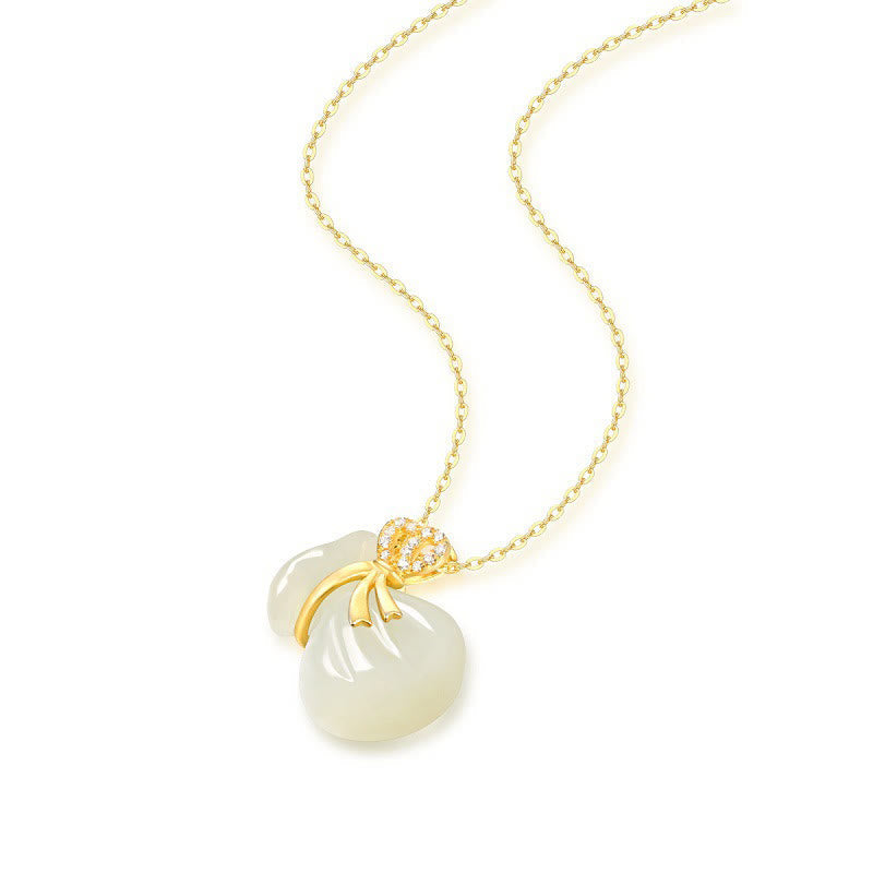 Hetian Weiße Jade Glücksgeldbeutel Halskette | Jade Schmuck