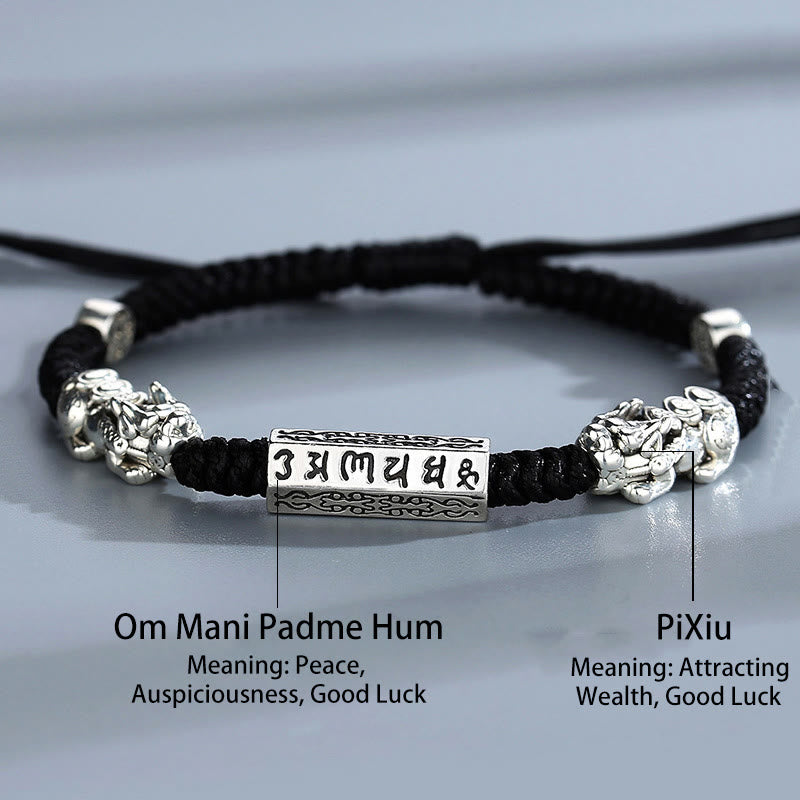 Om Mani Padme Hum Kupfer PiXiu String Armband für Glück