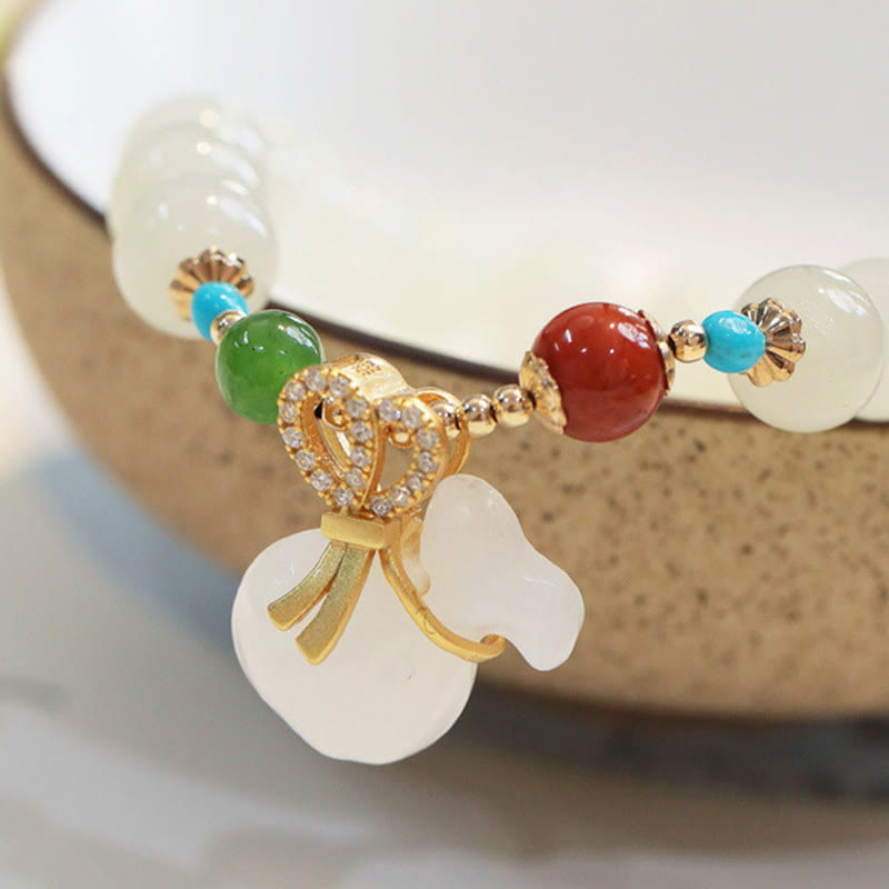 8 mm großes Segensarmband aus Hetian-Weißjade zum Schutz