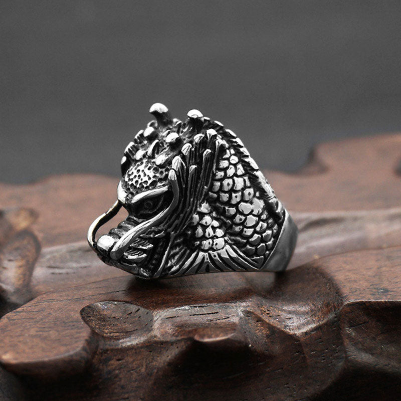 Dragon Balance Titanium Steel Ring for Mental Clarity