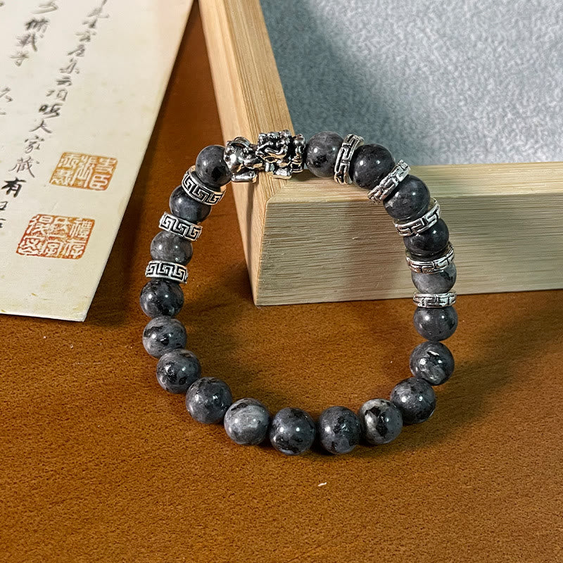 Schwarzes Pixiu-Kraftarmband mit Glitzersteinen für Reichtum