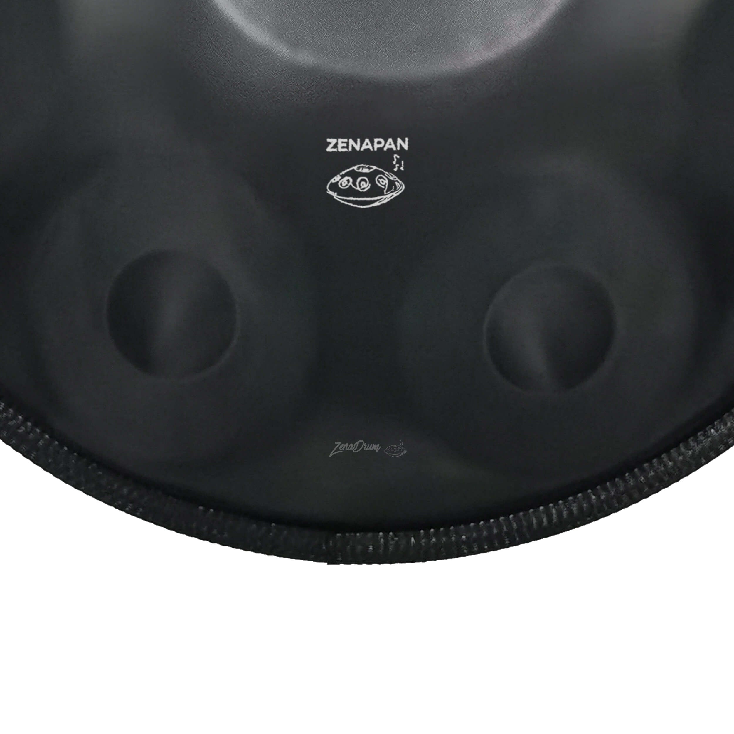 Black Handpan Drum in D Minor with circular tone fields available for sale