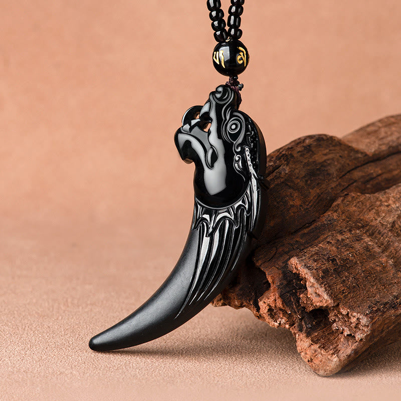 Schwarze Jade-Drachen-Halskette für Schutz und ruhige Energie