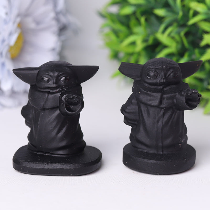 Schwarzer Obsidian 1,5 Zoll Kristallfigurenschnitzerei