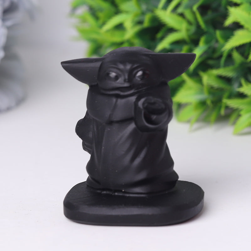 Schwarzer Obsidian 1,5 Zoll Kristallfigurenschnitzerei