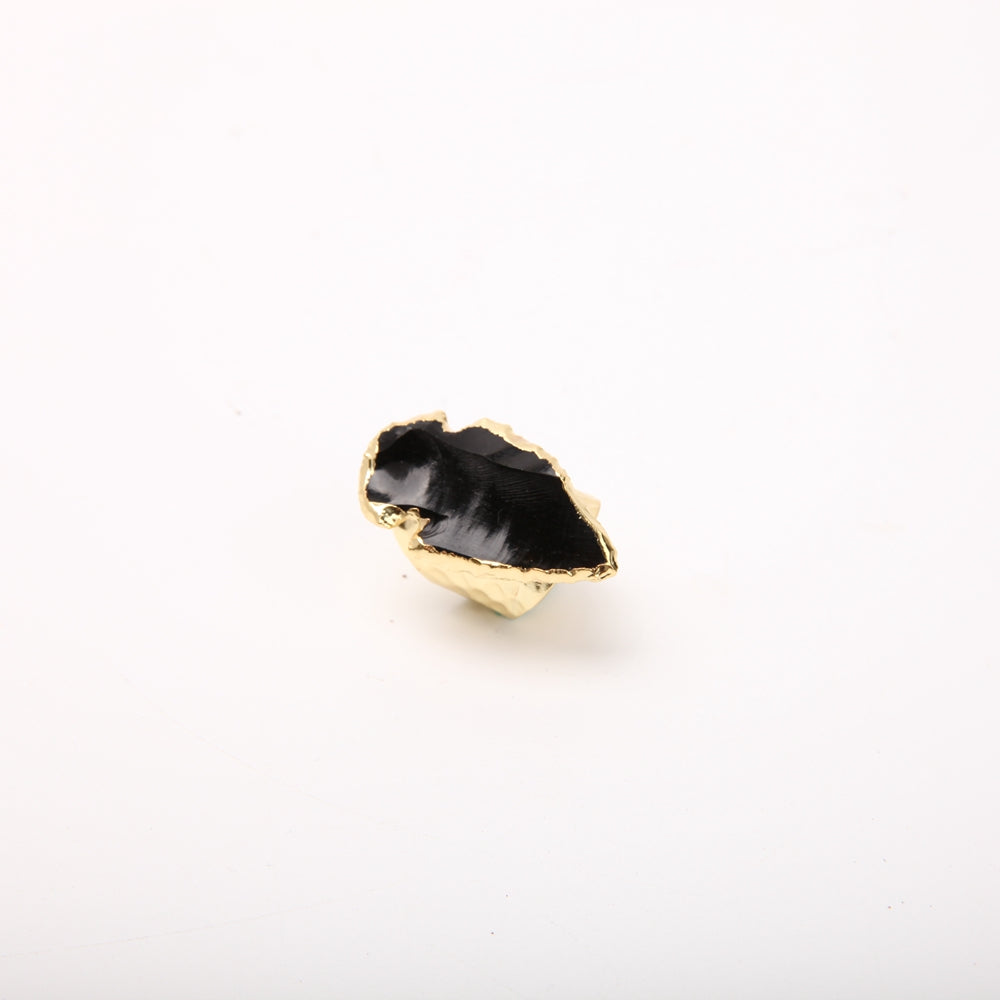 Verstellbarer handgefertigter Ring aus schwarzem Obsidian
