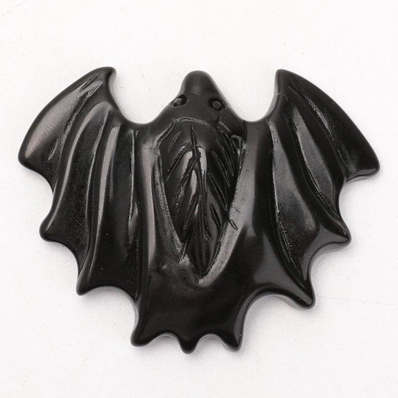 Schwarzer Obsidian Fledermaus Kristall Tierschnitzerei 1,8x2,3"