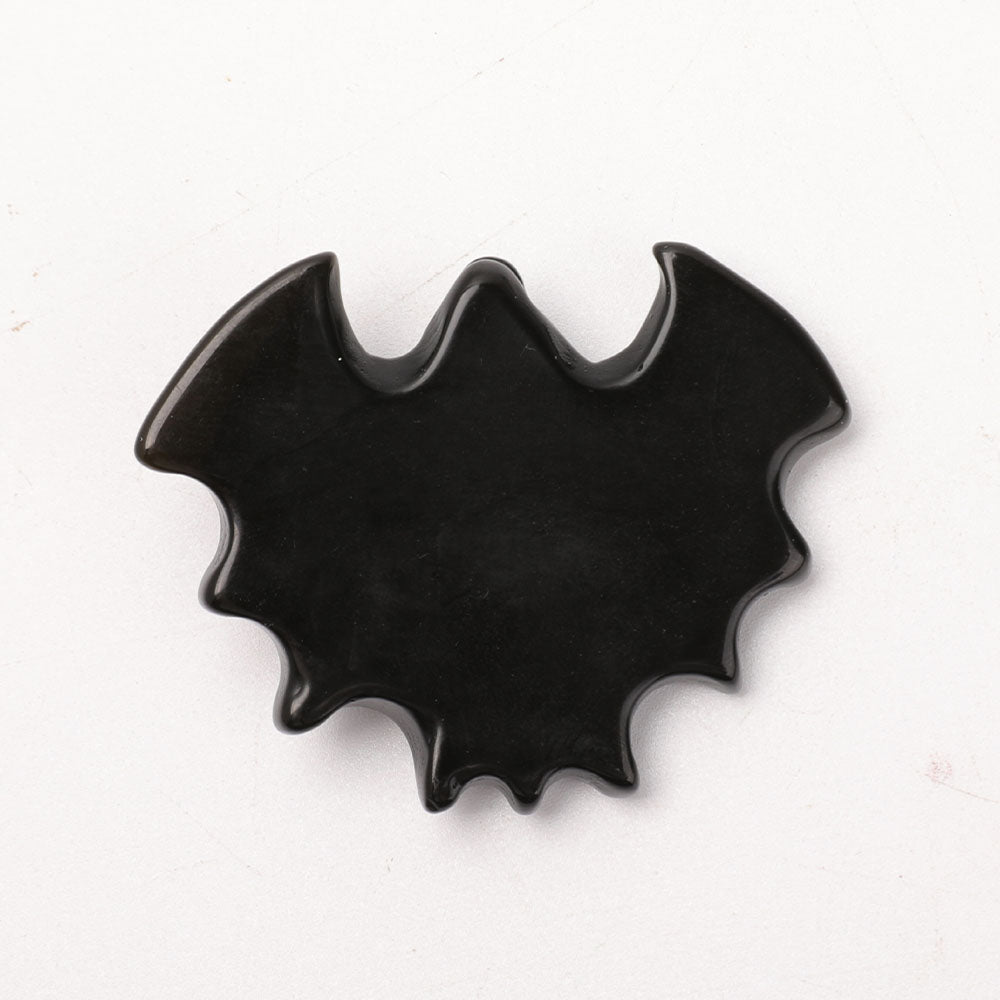 Schwarzer Obsidian Fledermaus Kristall Tierschnitzerei 1,8x2,3"