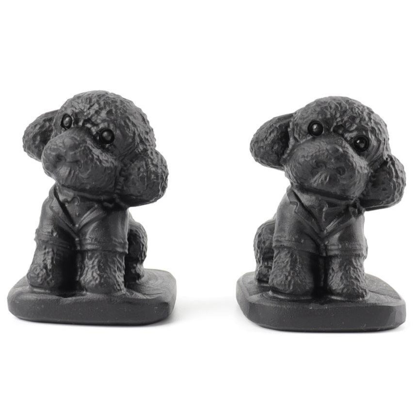Hundeschnitzerei aus schwarzem Obsidiankristall, 4,3 cm große Figur
