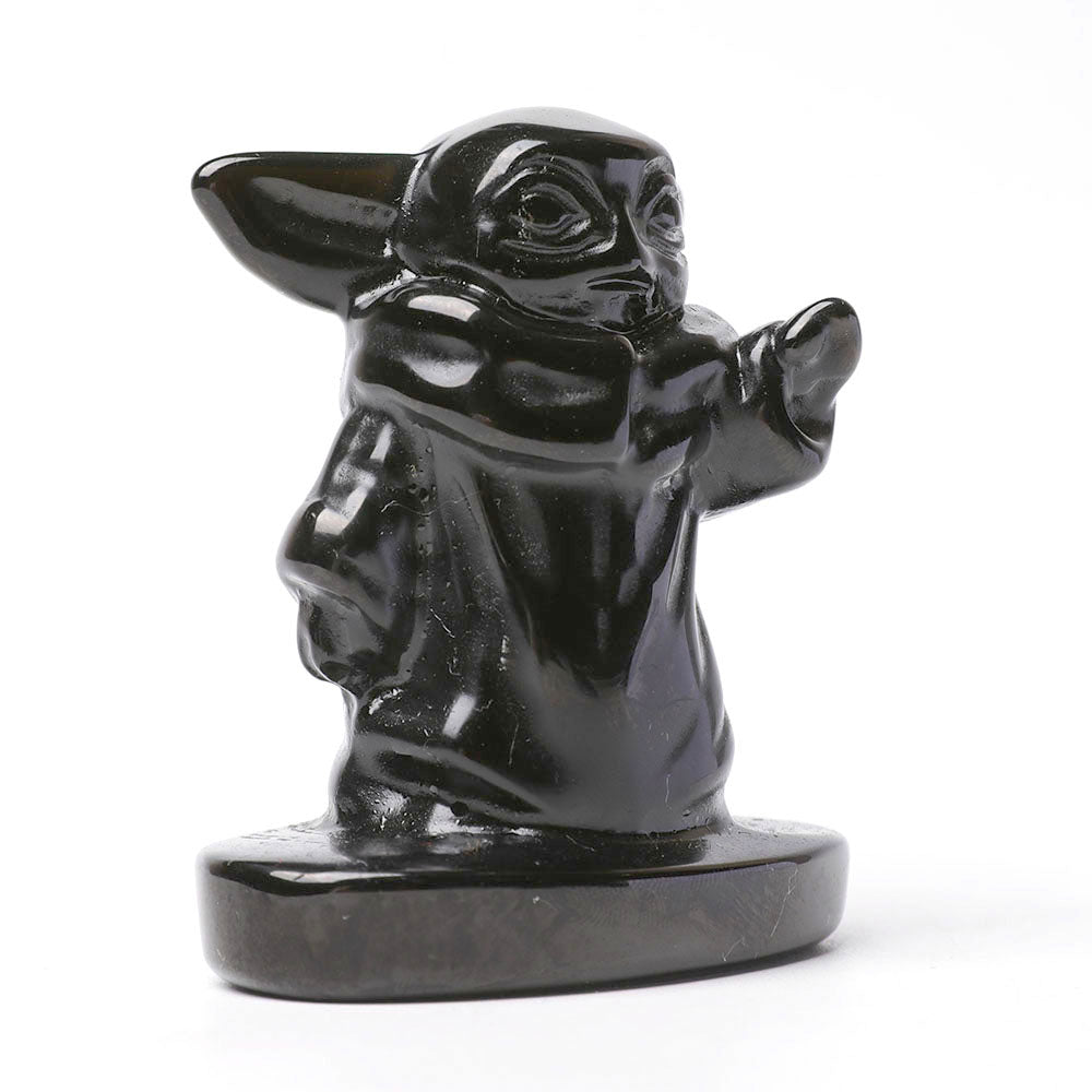 Schwarze Obsidian-Kristallfigur, 6,1 cm, handgeschnitzte Statue