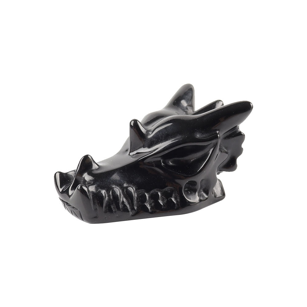 Schwarzer Obsidian Drachenkopf Kristallschnitzerei 2,5 Zoll