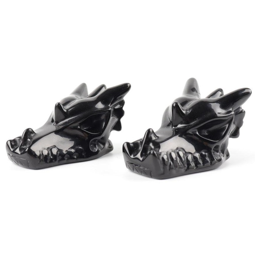 Schwarzer Obsidian Drachenkopf Kristallschnitzerei 2,5 Zoll