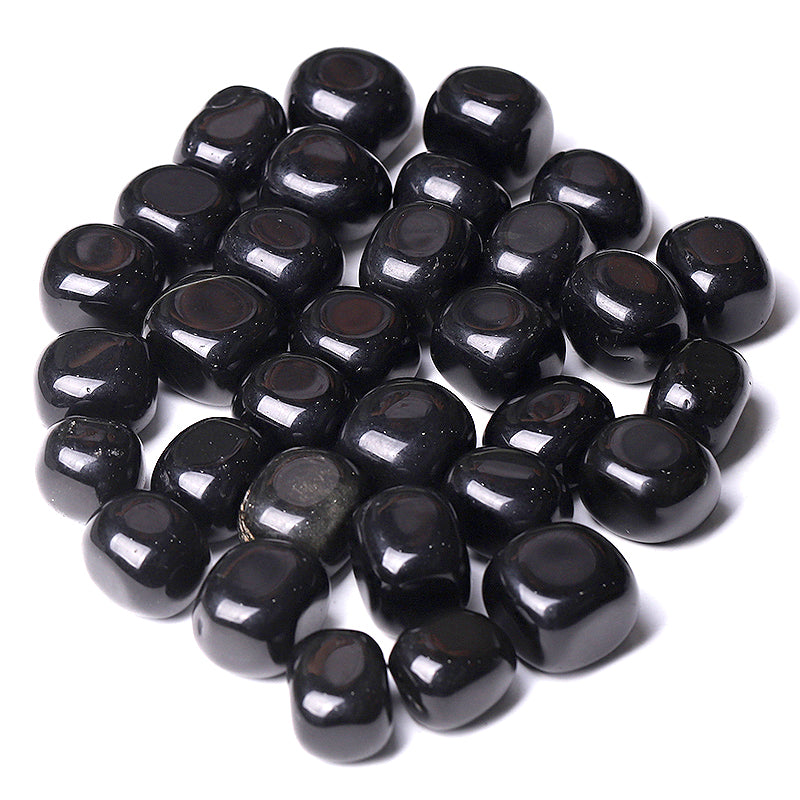 Schwarze Obsidian-Trommelsteine 15–20 mm zur Heilung