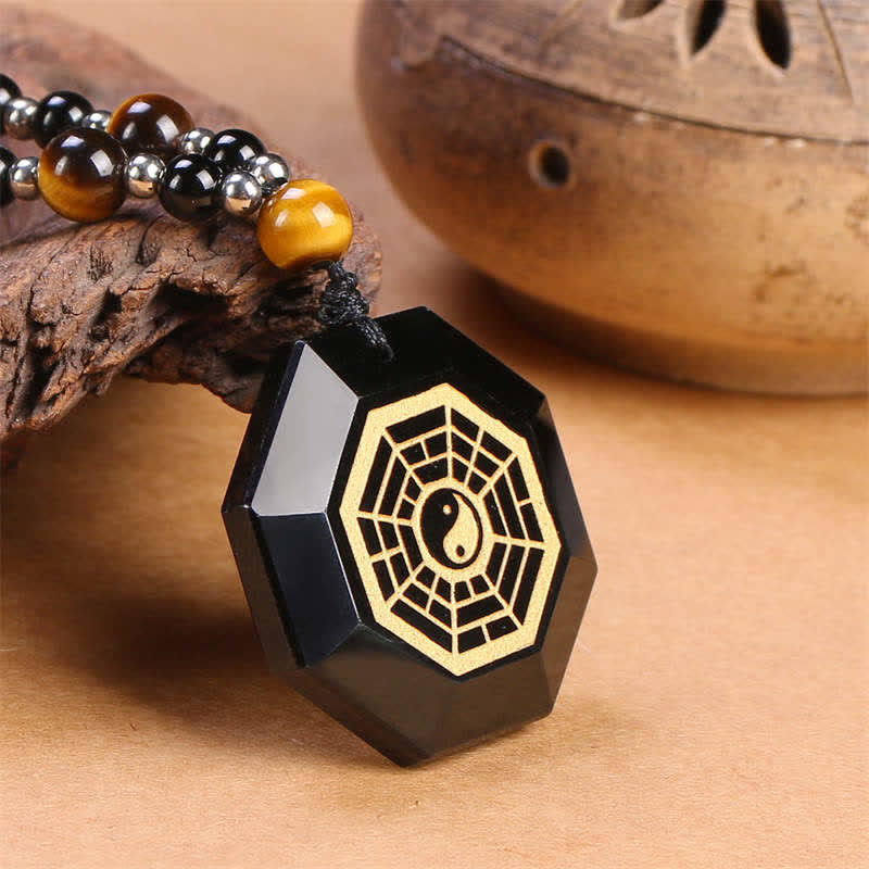 Schwarze Obsidian Yin Yang Halskette | Reinigung & Gleichgewicht