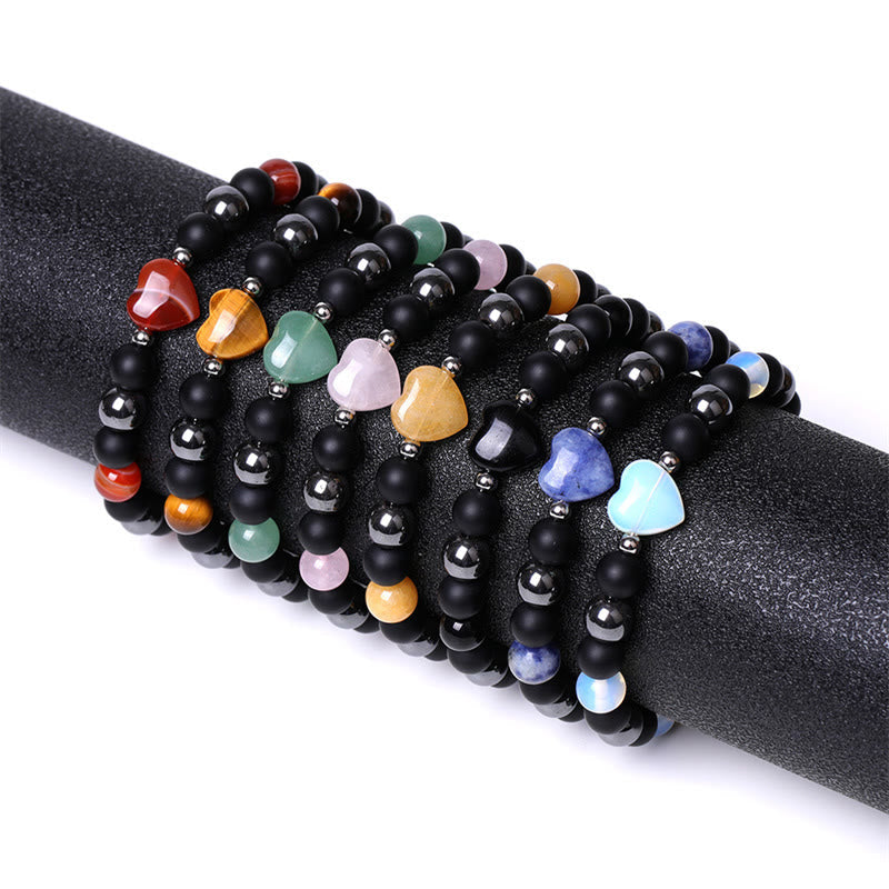 Schutzarmband aus schwarzem Onyx und Tigerauge, 8 mm Perlen