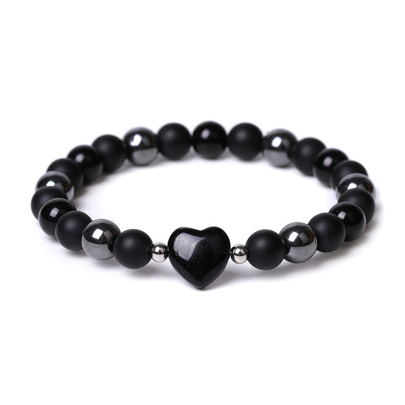 Schutzarmband aus schwarzem Onyx und Tigerauge, 8 mm Perlen