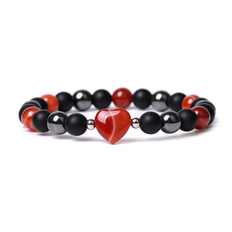 Schutzarmband aus schwarzem Onyx und Tigerauge, 8 mm Perlen