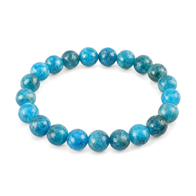 8mm Blue Apatite Spiritual Bracelet for Healing, on a white background