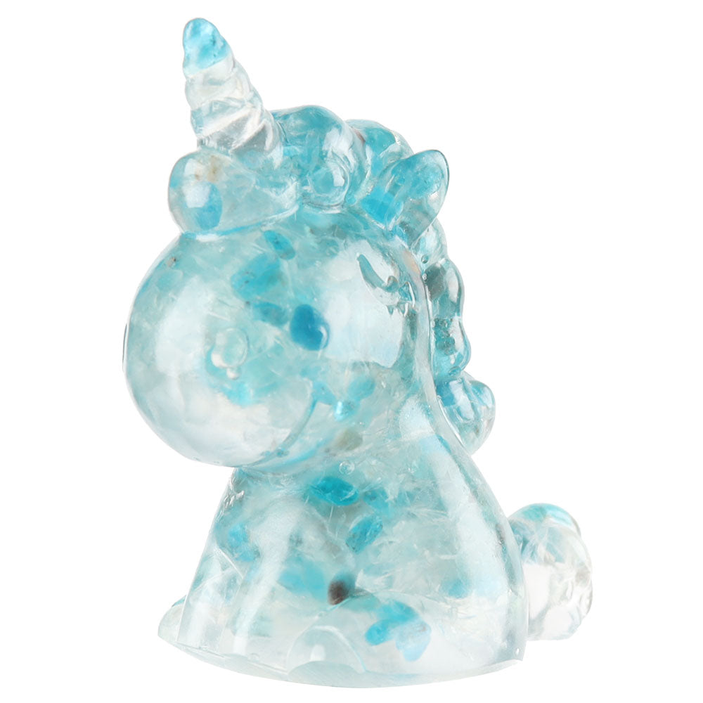 Spirituelle Einhorn-Figur aus blauem Apatitharz, 5,4 cm