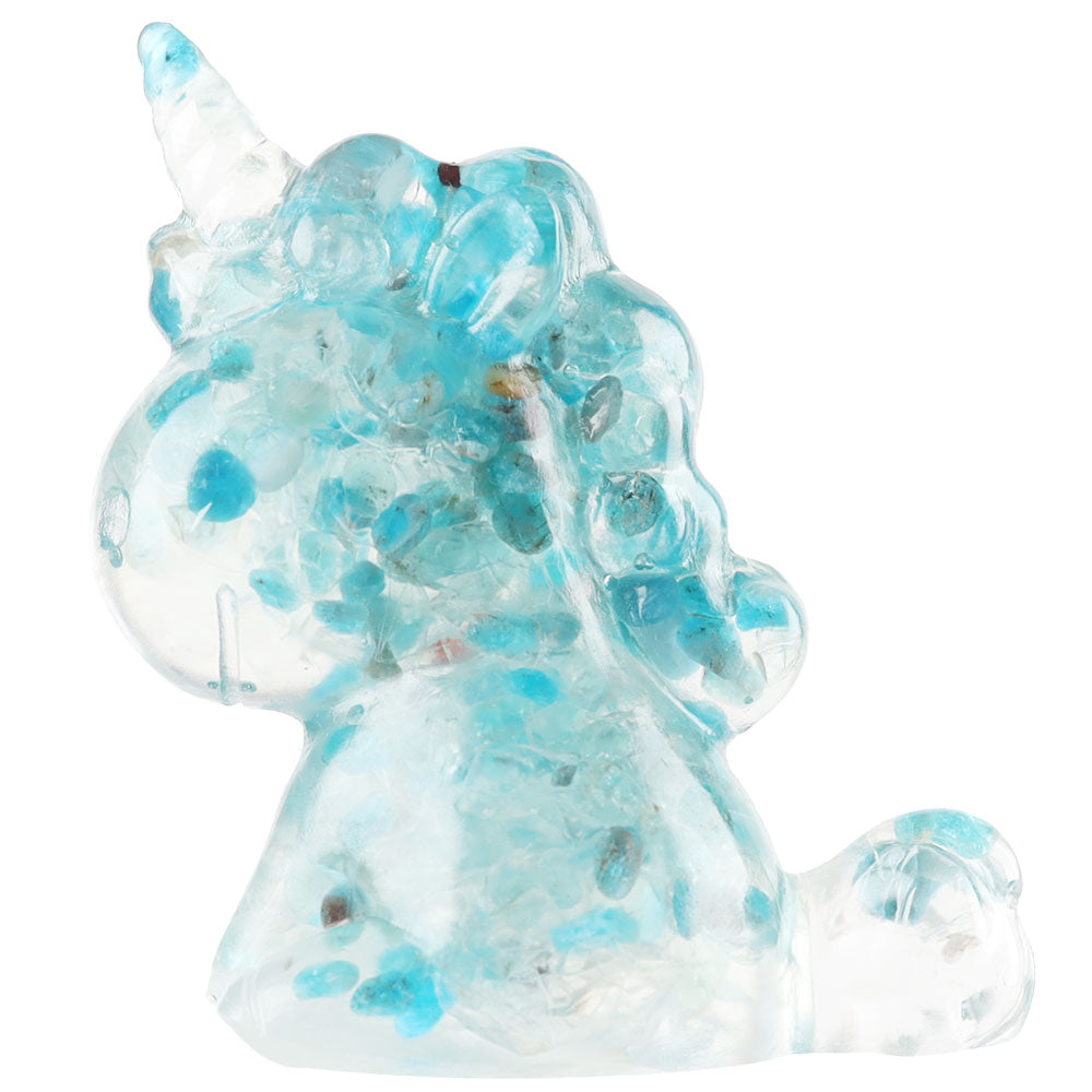 Spirituelle Einhorn-Figur aus blauem Apatitharz, 5,4 cm
