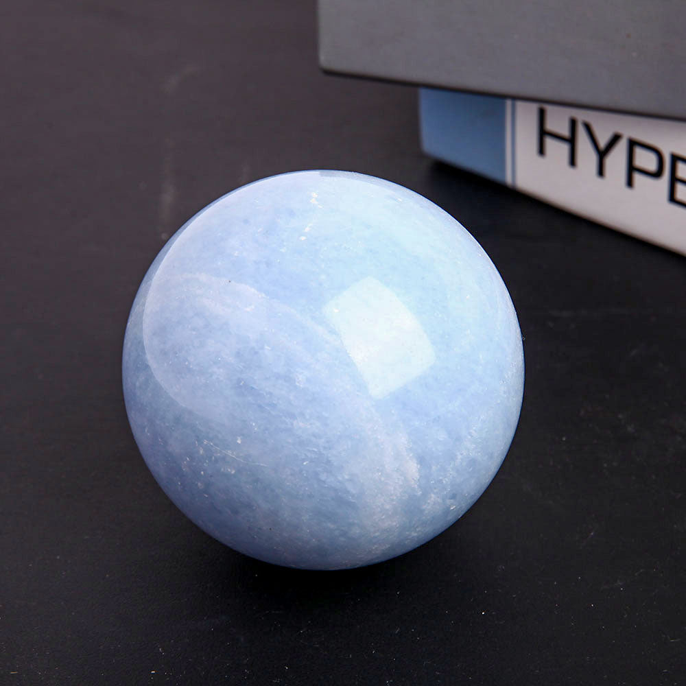 Blaue Calcit-Kristallkugel, 75–85 mm, Heilkugel