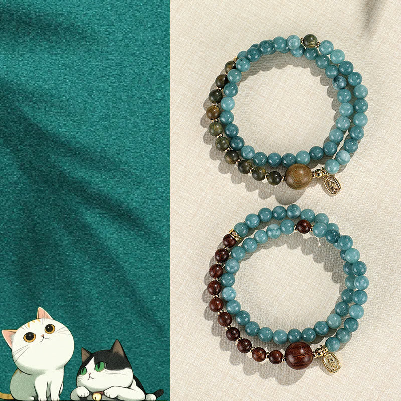 Blauer Chalcedon, Sandelholz, emotionales Gleichgewicht, 6 mm Armband