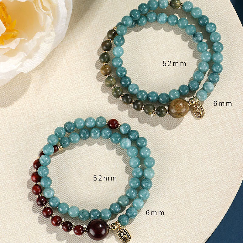 Blauer Chalcedon, Sandelholz, emotionales Gleichgewicht, 6 mm Armband