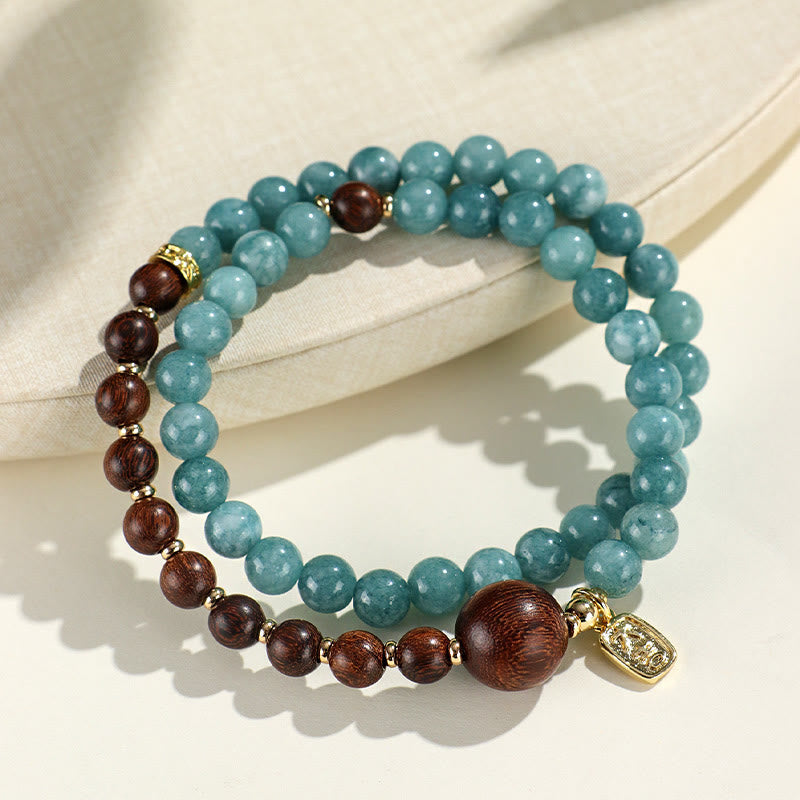 Blauer Chalcedon, Sandelholz, emotionales Gleichgewicht, 6 mm Armband