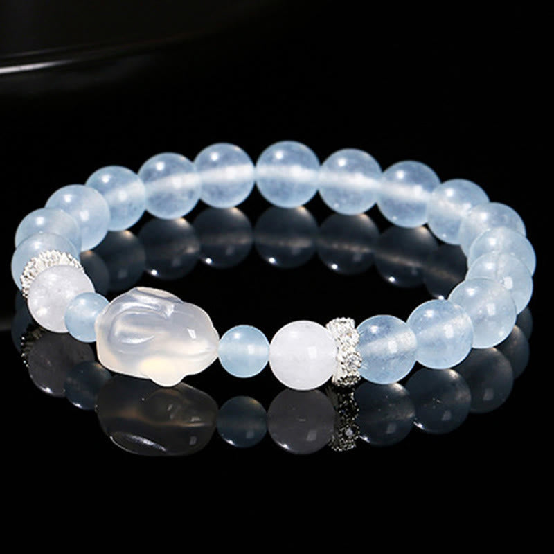 Blauer Chalcedon Weißer Achat Emotionales Heilungsarmband