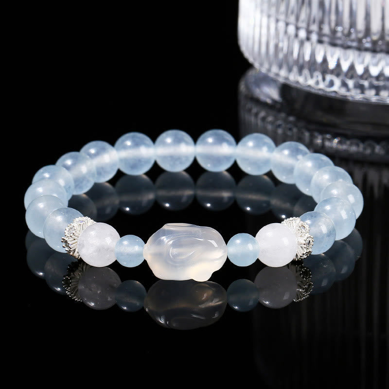 Blauer Chalcedon Weißer Achat Emotionales Heilungsarmband