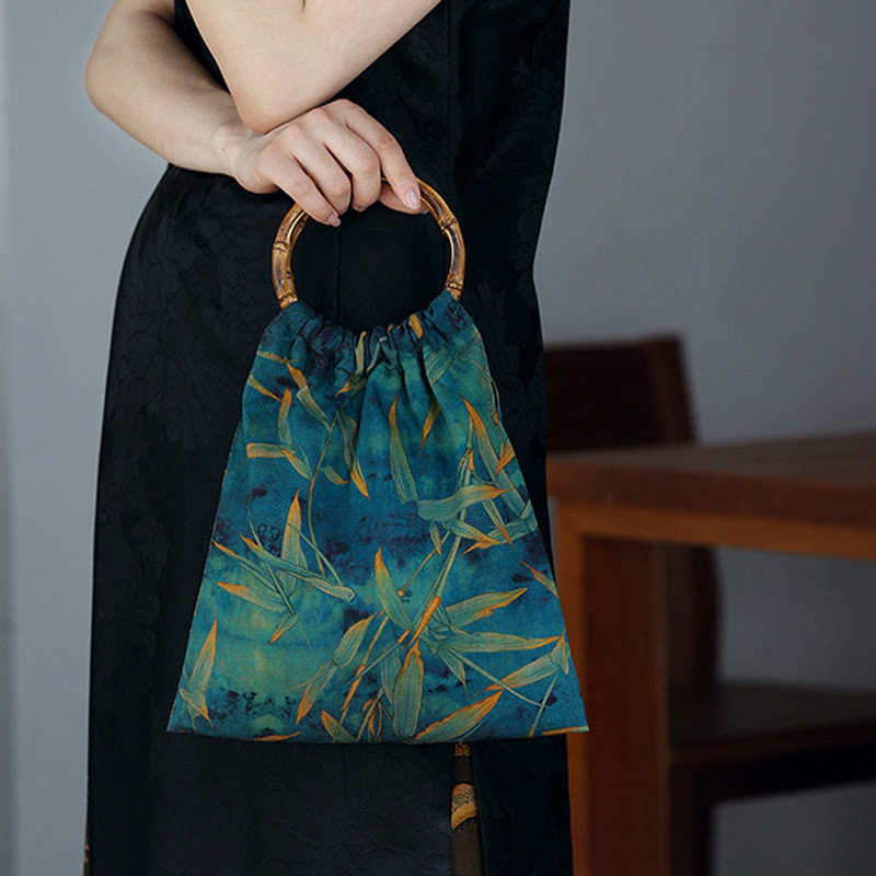 Blaue grüne Bambusblätter spirituelle Accessoires Tasche