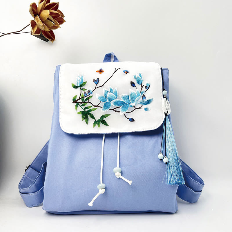 Blauer Magnolia Handgefertigter Canvas-Rucksack | Mindful Carry