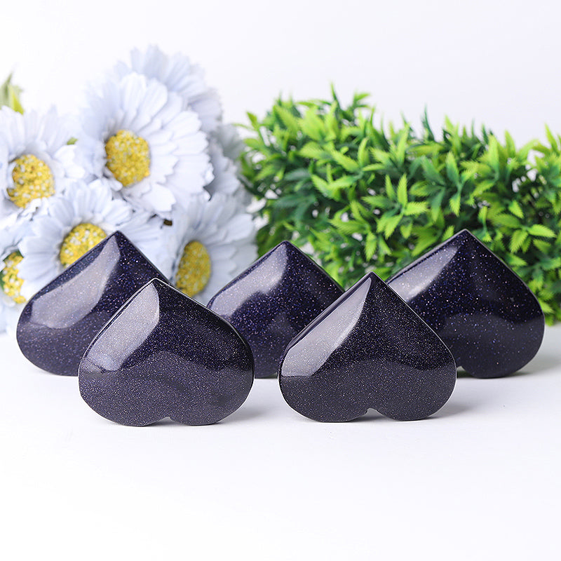 Blauer Sandstein 2,5-3 Zoll Herz Kristallschnitzerei