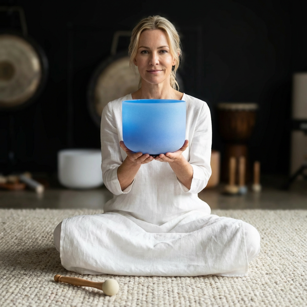 Blaue Kristallklangschale für das Halschakra – G-Note