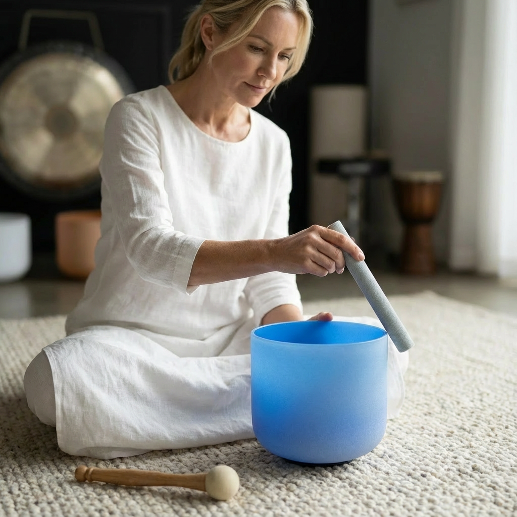 Blaue Kristallklangschale für das Halschakra – G-Note